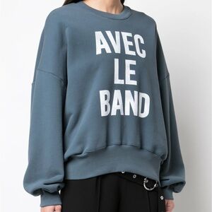 cinq a sept Slate Blue With The Band Graphic Sweatshirt